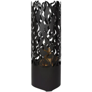 Laser Cut Flame Fire Drum, Black by Esschert Designs