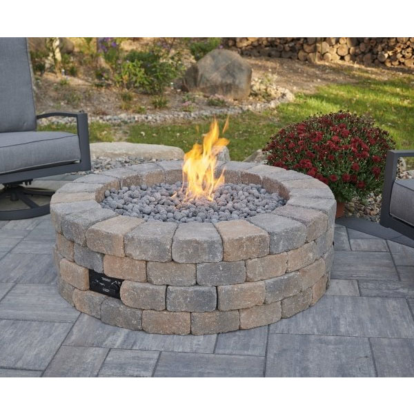 Bronson Block Round Gas Fire Pit Kit by Outdoor Great Room