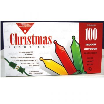 100 Count Multi-Color Mini Christmas Light Set- Green Wire