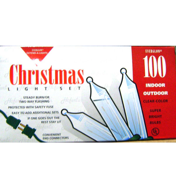 100-Count Clear-Color Mini Christmas Light Set, Green Wire