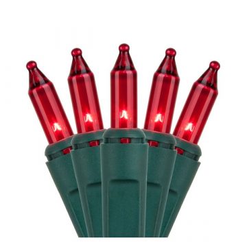100-Count Red-Color Mini Christmas Light Set, Green Wire