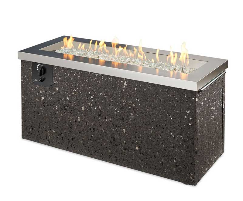 Stainless Steel Key Largo Linear Gas Fire Pit Table by Outdoor Great Room