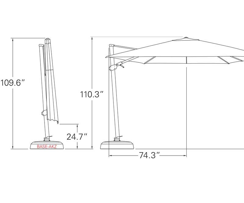 10′ Square AGT Series Cantilever Umbrella Black Frame Gr A by Treasure Garden