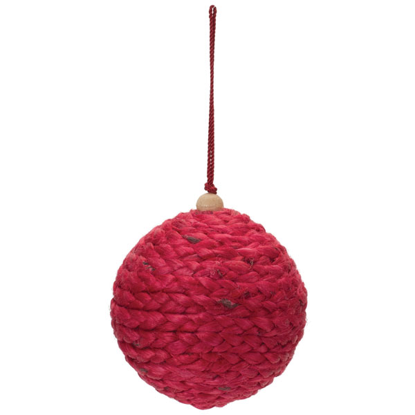 Red Jute Ball Ornament 4″- Set of 4