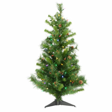 3′ Cheyenne Pine Artificial Christmas Tree, Multi Color Dura-Lit® LED Lights