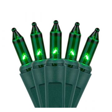 100-Count Green-Color Mini Christmas Light Set, Green Wire