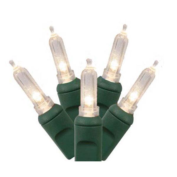 LED 100 LT Warm White Italian Mini Light Set- Green Wire