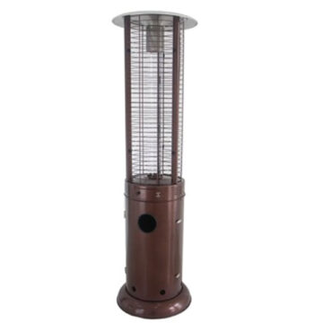 Round Commercial Glass Cylinder Patio Heater in Hammered Bronze with Clear Tube