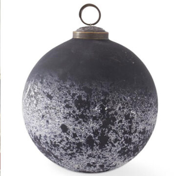5 Inch Black & Half White w/Speckles Glass Ornament