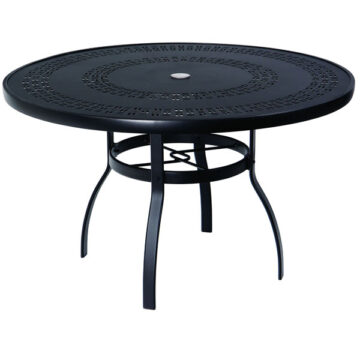Deluxe Aluminum 48 Round Trellis Top Table with Umbrella Hole by Woodard