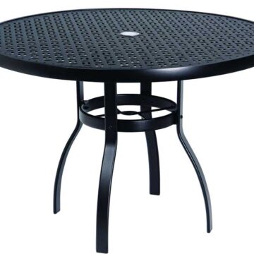 Deluxe Aluminum 48 Round Lattice Top Table with Umbrella Hole by Woodard