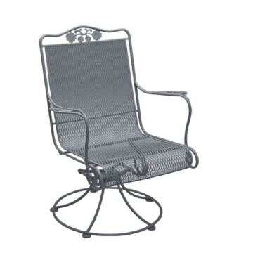 Briarwood Wrought Iron High Back Swivel Rocker by Woodard