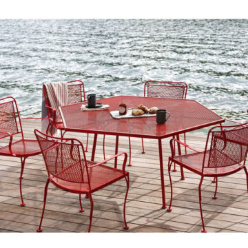 Constantine Wrought Iron Dining Chair -Stackable by Woodard