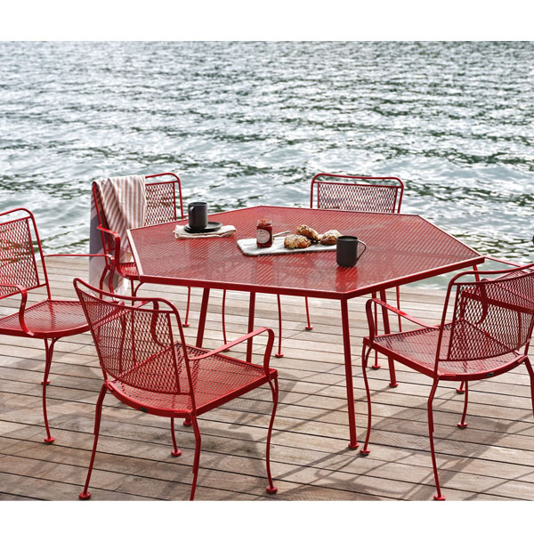 Constantine Wrought Iron Dining Chair -Stackable by Woodard