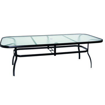 Deluxe Aluminum 90 x 44 Rectangular Obscure Glass Top Table by Woodard