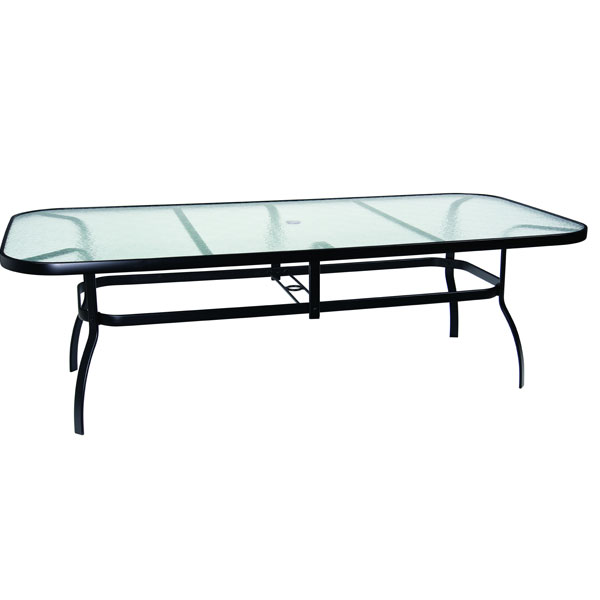 Deluxe Aluminum 90 x 44 Rectangular Obscure Glass Top Table by Woodard