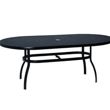 Deluxe Aluminum 74 x 42 Oval Lattice Top Table with Umbrella Hole by Woodard