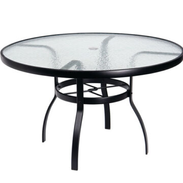 Deluxe Aluminum 48" Glass Top Table with Umbrella Hole by Woodard