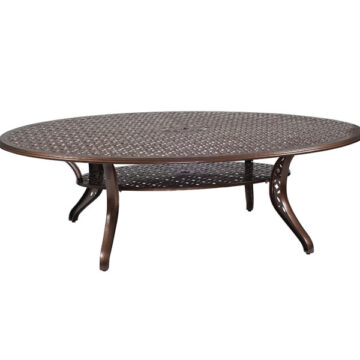 Casa Cast Aluminum 98 x 70 Oval Dining Table with Umbrella Hole by Woodard