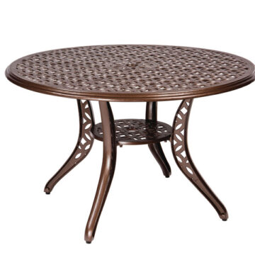 Casa Cast Aluminum 48 Round Dining Table with Umbrella Hole by Woodard
