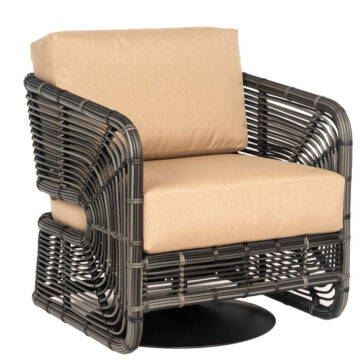 Carver Wicker Cushion Swivel Lounge Chair by Woodard