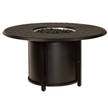 48" Round Thatch Complete Dining Height Fire Table by Woodard