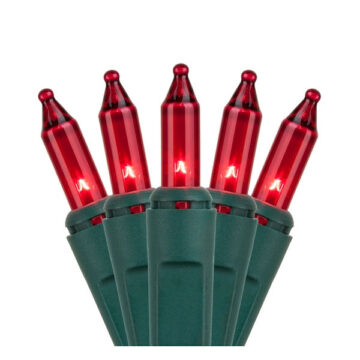 100-Count Red-Color Mini Christmas Light Set, Green Wire