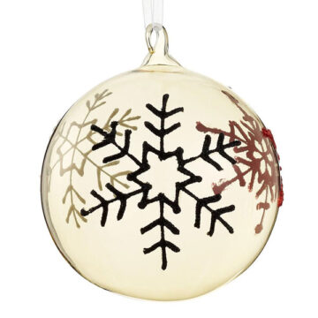 4" Glittered Snowflake Glass Ball Ornament Mixed