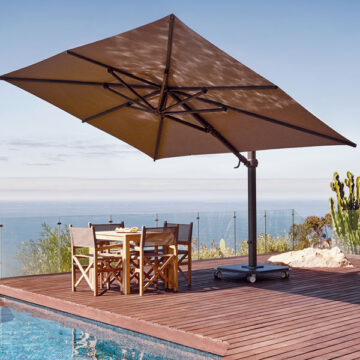 Jardinico 10 x 14 Aluminum Crank Lift Infinite Tilt Rectangle Umbrella w/Base