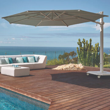 Jardinico 13 ft Aluminum Crank Lift Infinite Tilt Octagon Umbrella w/Base