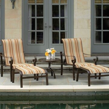 Belden Sling Aluminum Adjustable Chair and Ottoman Set by Woodard