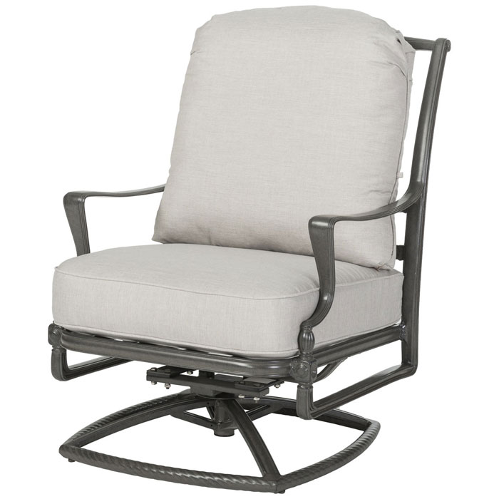 Bel Air Cushion Cast Aluminum High Back Swivel Rocker Chair by Gensun