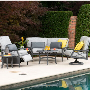 Andover Cushion Aluminum Lounge Set by Woodard