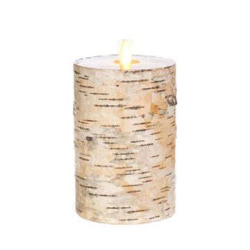 3 x 6 Birch Wrapped Moving Flame LED Candle Battery Operated