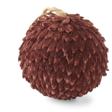 6" BURGUNDY PETAL LEAF BALL ORNAMENT