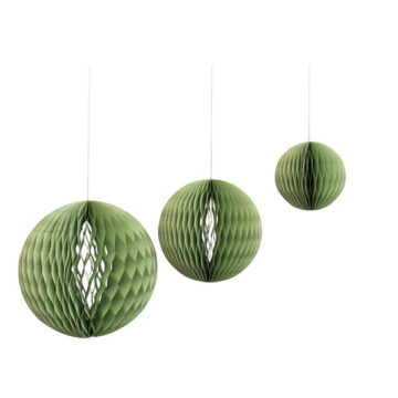 Round Handmade Recycled Paper Folding Honeycomb Ball Ornament, Set of 3