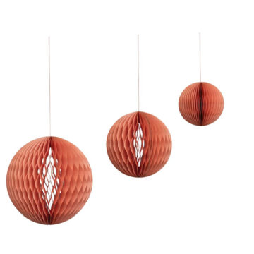 Handmade Recycled Paper Folding Honeycomb Ball Ornament, Pink, Set of 3