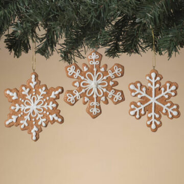 4″H Clay Dough Gingerbread Snowflake Ornament