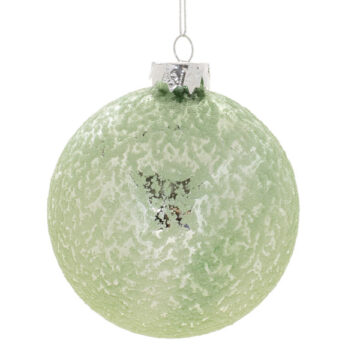 4" Glass Green Iced Ornament