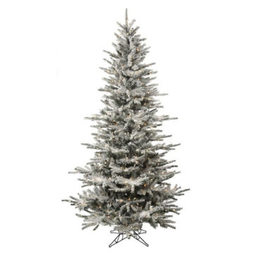7.5' Slim Flocked Vail w/ 550 Clear Lights