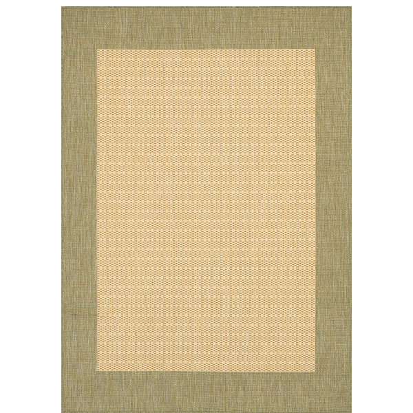 Checkered Field Rug in Natural and Green