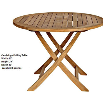 Teak Cambridge 40 inch Folding Table by Three Birds Casual