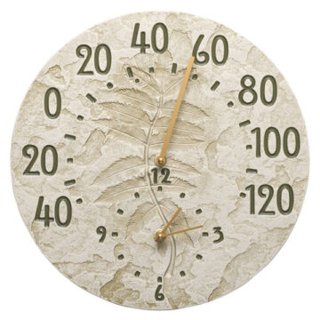 Fossil Sumac Indoor Outdoor Wall Clock / Thermometer-Moss Green