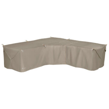 100 Inch Easy Fold Patio V-Shaped Sectional Lounge Set Cover, Goat Tan