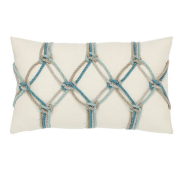 Aqua Rope Lumbar Pillow by Elaine Smith