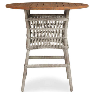 Mackinac Wicker 40''Wide Round Teak Top Bar Table by Lloyd Flanders