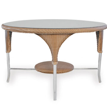 Wicker 42" Wide Round Dining Table by Lloyd Flanders