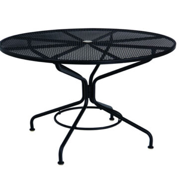 Wrought Iron 48 Round Table with Umbrella Hole in Textured Black by Woodard