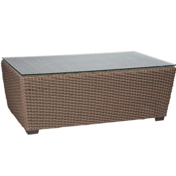 Whitecraft Augusta Wicker 50 x 30 Rectangular Glass Top Coffee Table by Woodard