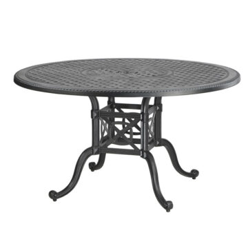 Grand Terrace Cast Aluminum 48 Round Dining Table with Umbrella Hole by Gensun